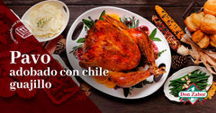 Pavo adobado en salsa de chile guajillo seco